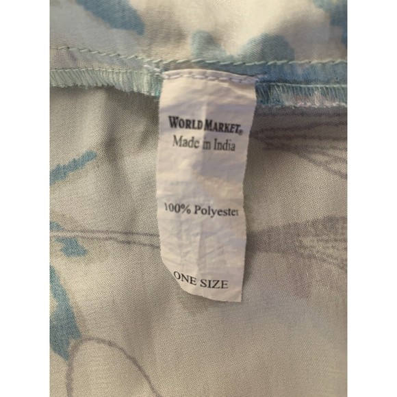 WORLD MARKET Aqua Botanical & Butterfly Satin Kimono Robe/Cover Up/belt OSFM - Picture 8 of 10